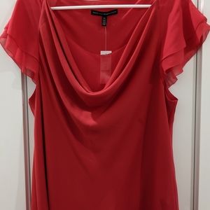 White House Black Market NWT XL Berry Pink scoop neck Blouse